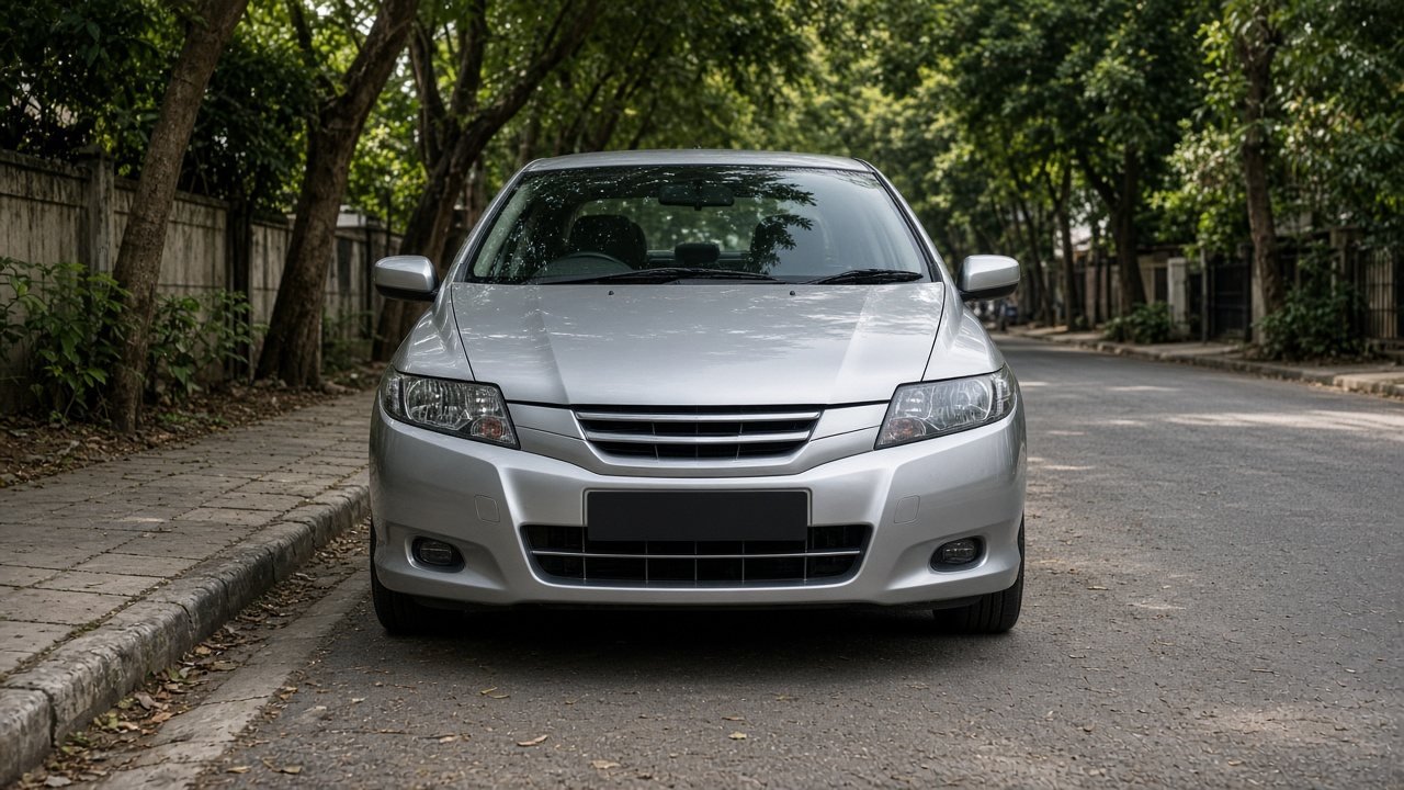 Silver sedan on a tree-lined Bengaluru street